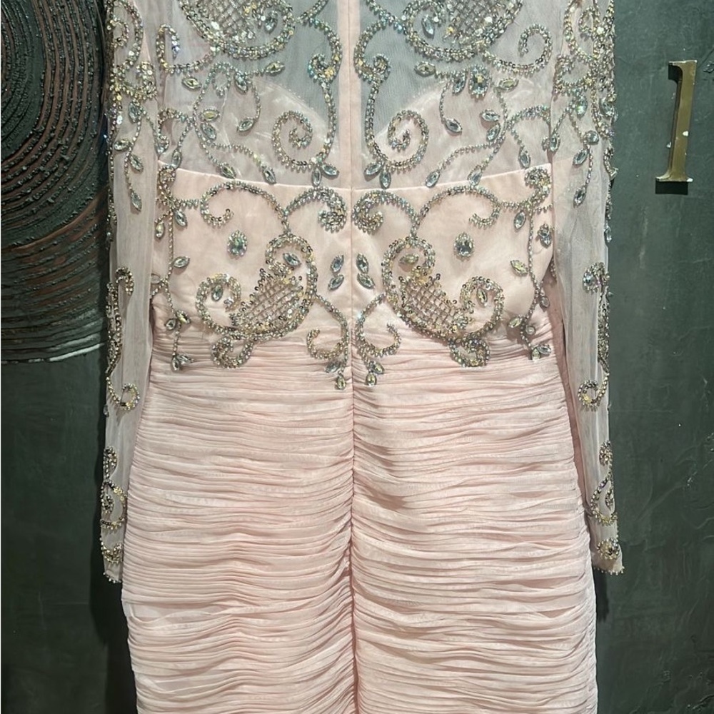 NWT Jovani Light Pink Embellished Long Sleeve Dress size 16 - Picture 9 of 12